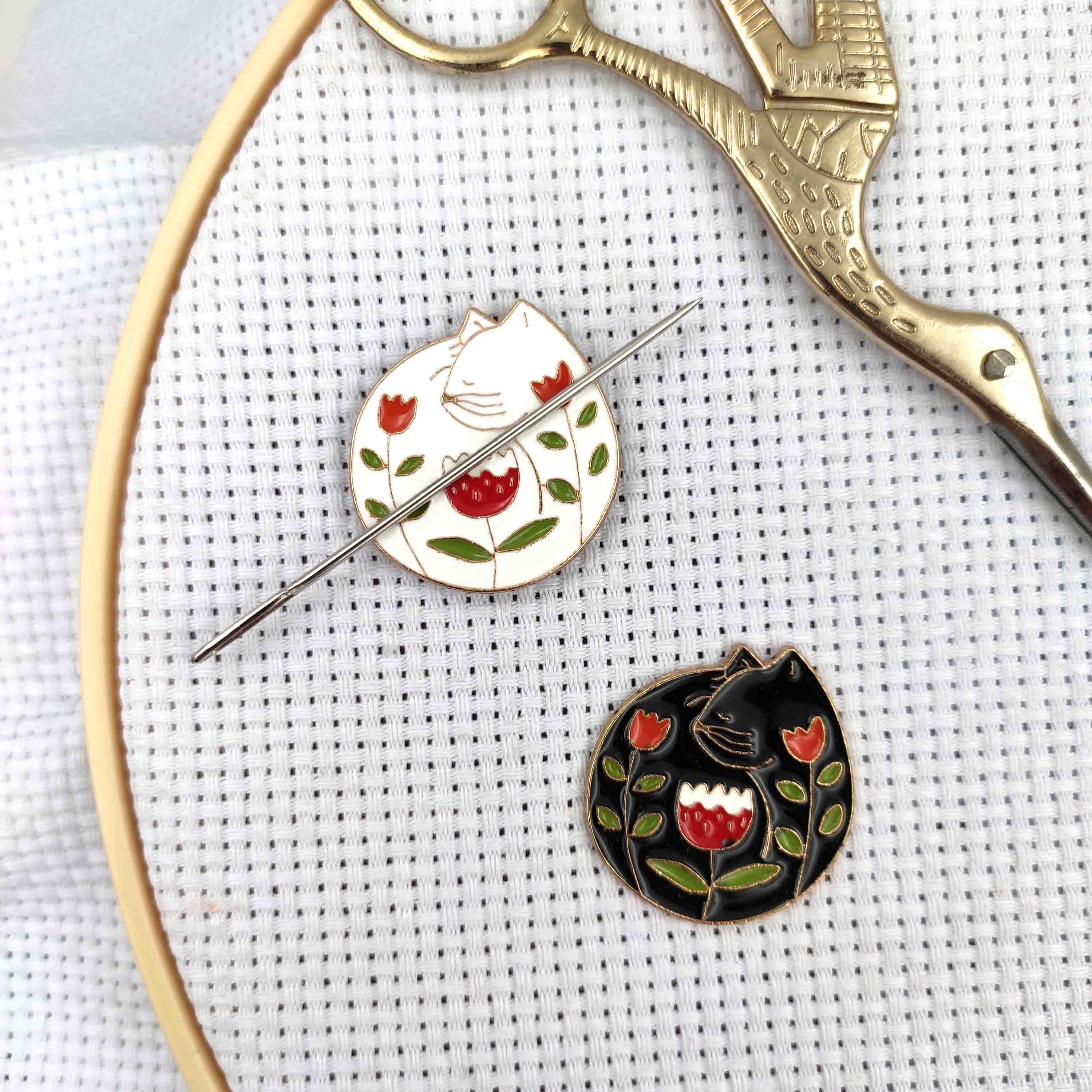 Needle Minder Magnet - 바늘 Minder 자기 2 고양이 세트