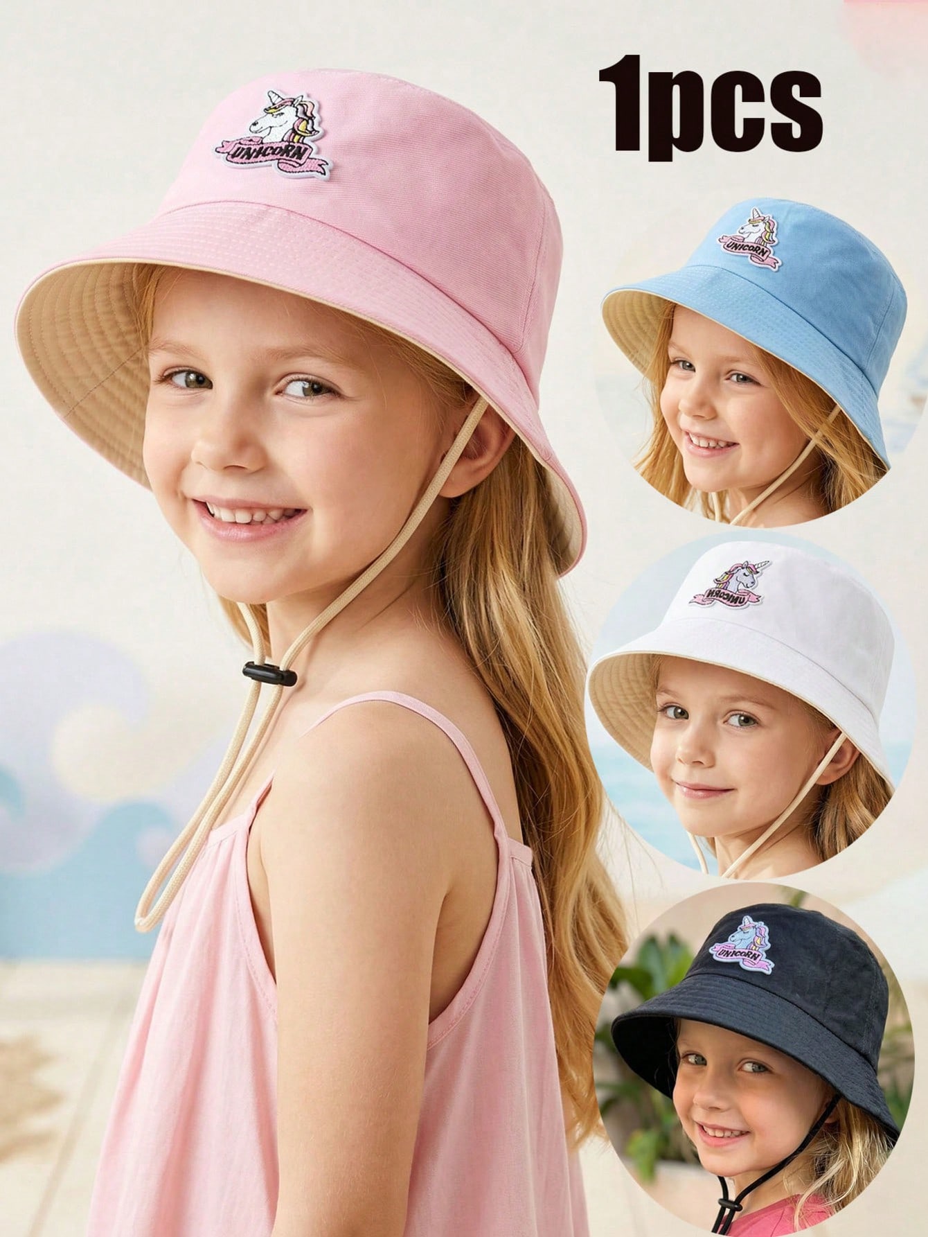 Embroidery Cap - 1pcs 2-6Y 소녀용 만화 유니콘 자수