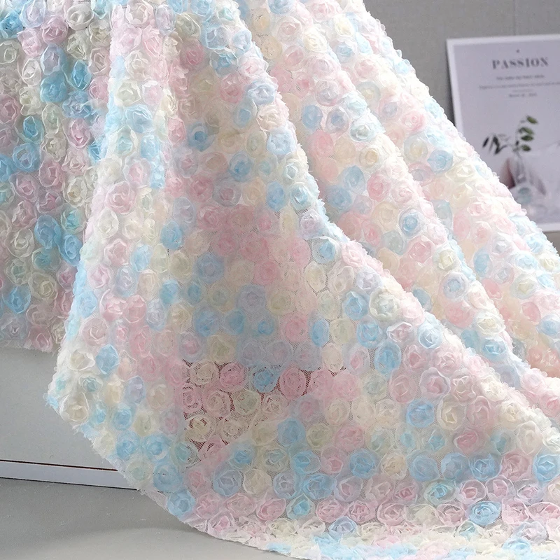Embroidery Ribbon - 화려한 3D 꽃 자수 리본 원단