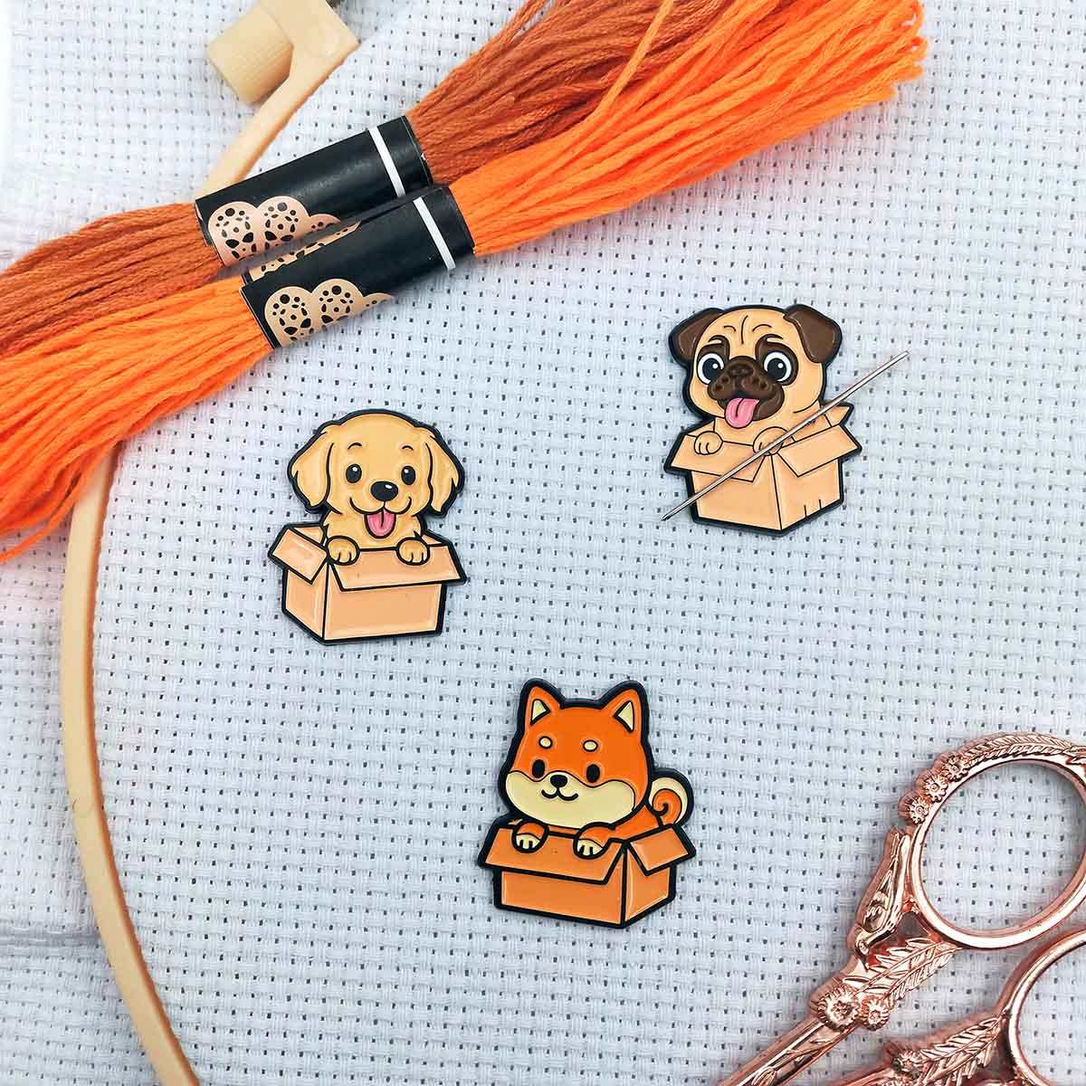 Needle Minder Magnet - 크로스 스티치용 자석 바늘꽂이, 강아지 모양