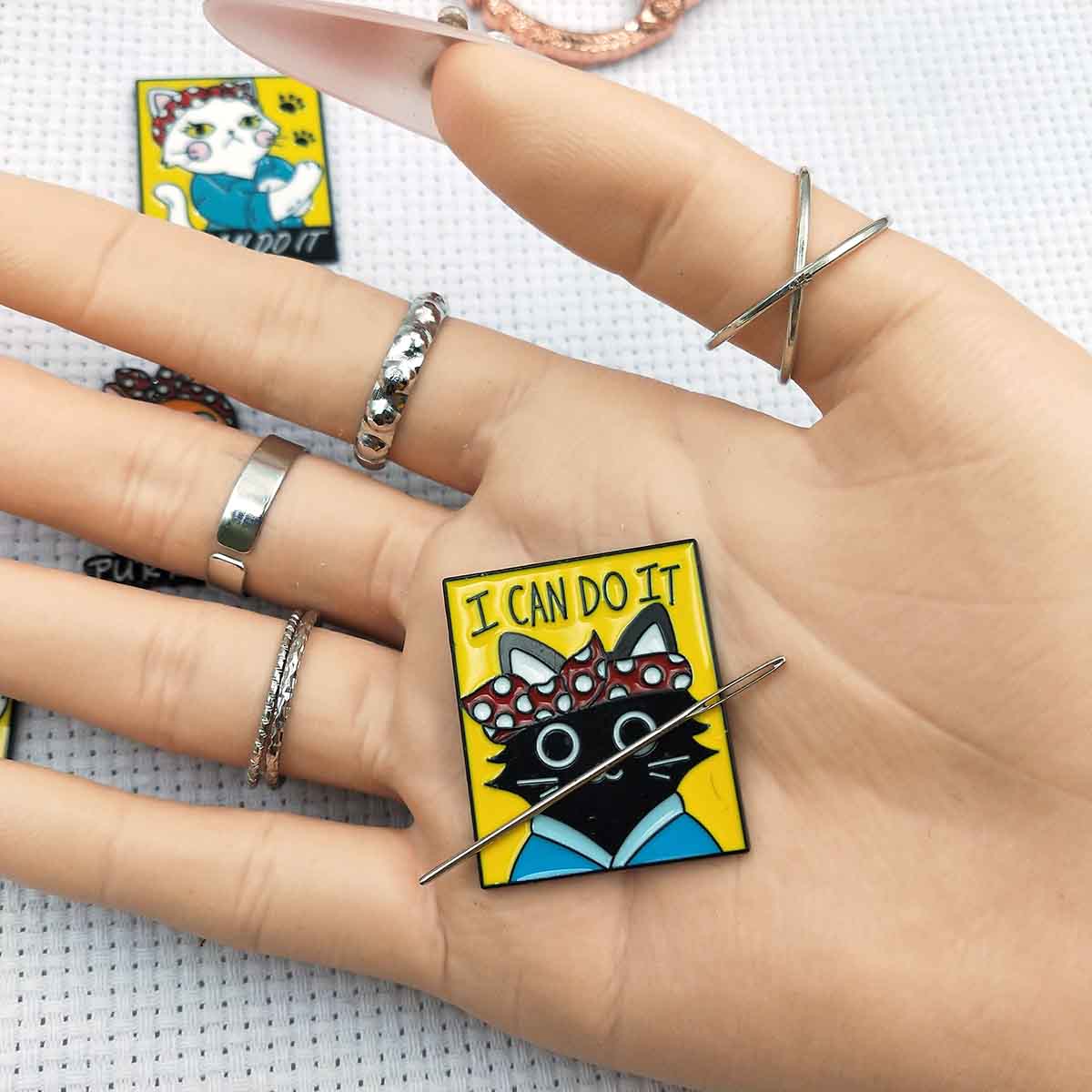 십자수 바늘꽂이 자석, 만화 스타일 고양이 바늘꽂이,  - Needle Minder Magnet 리뷰 및 가격