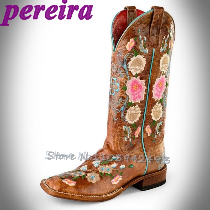 자수 꽃 부츠 로즈 가든 Botas Mid-Calf 브 - Embroidery Garden 리뷰 및 가격