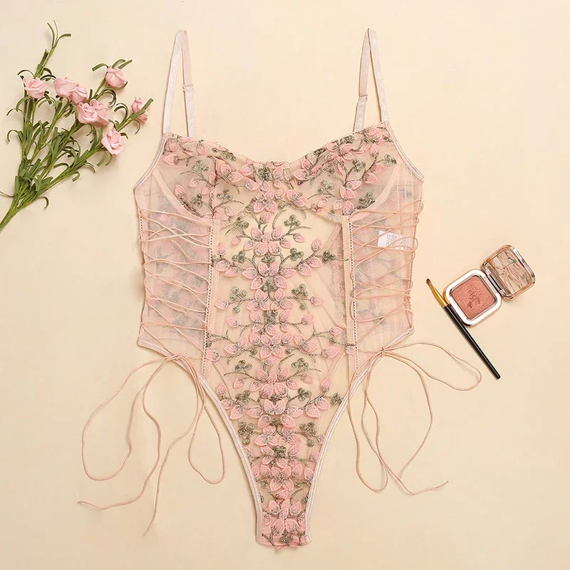 여성 섹시 란제리 바디수트 플로럴 프린트 자수 투명 바 - Embroidery Print 리뷰 및 가격