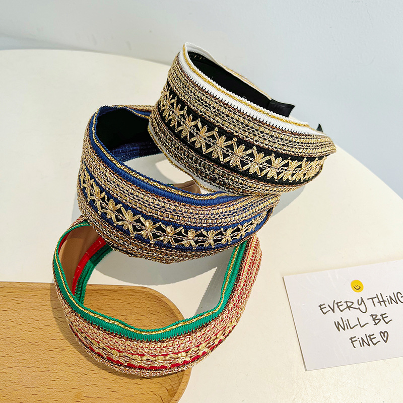 여자 여자 빈티지 보헤미안 자수 골드 반짝이 매듭 헤어 - Embroidery Knot 리뷰 및 가격