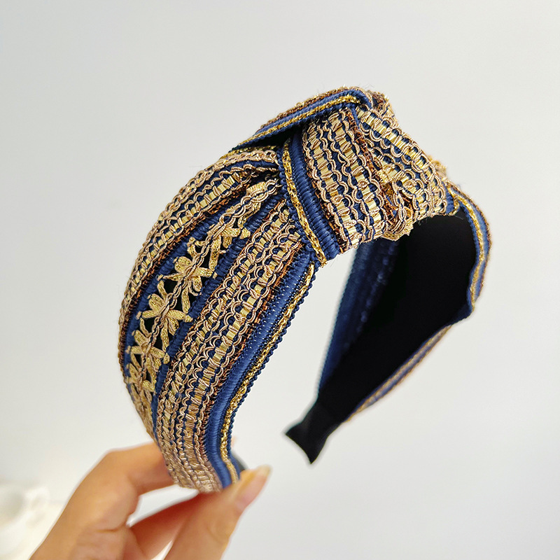 여자 여자 빈티지 보헤미안 자수 골드 반짝이 매듭 헤어 - Embroidery Knot 리뷰 및 가격
