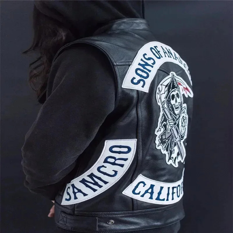 ABC123 가죽 남성용 오토바이 코스프레 의상 민소매 - Embroidery Jacket 리뷰 및 가격