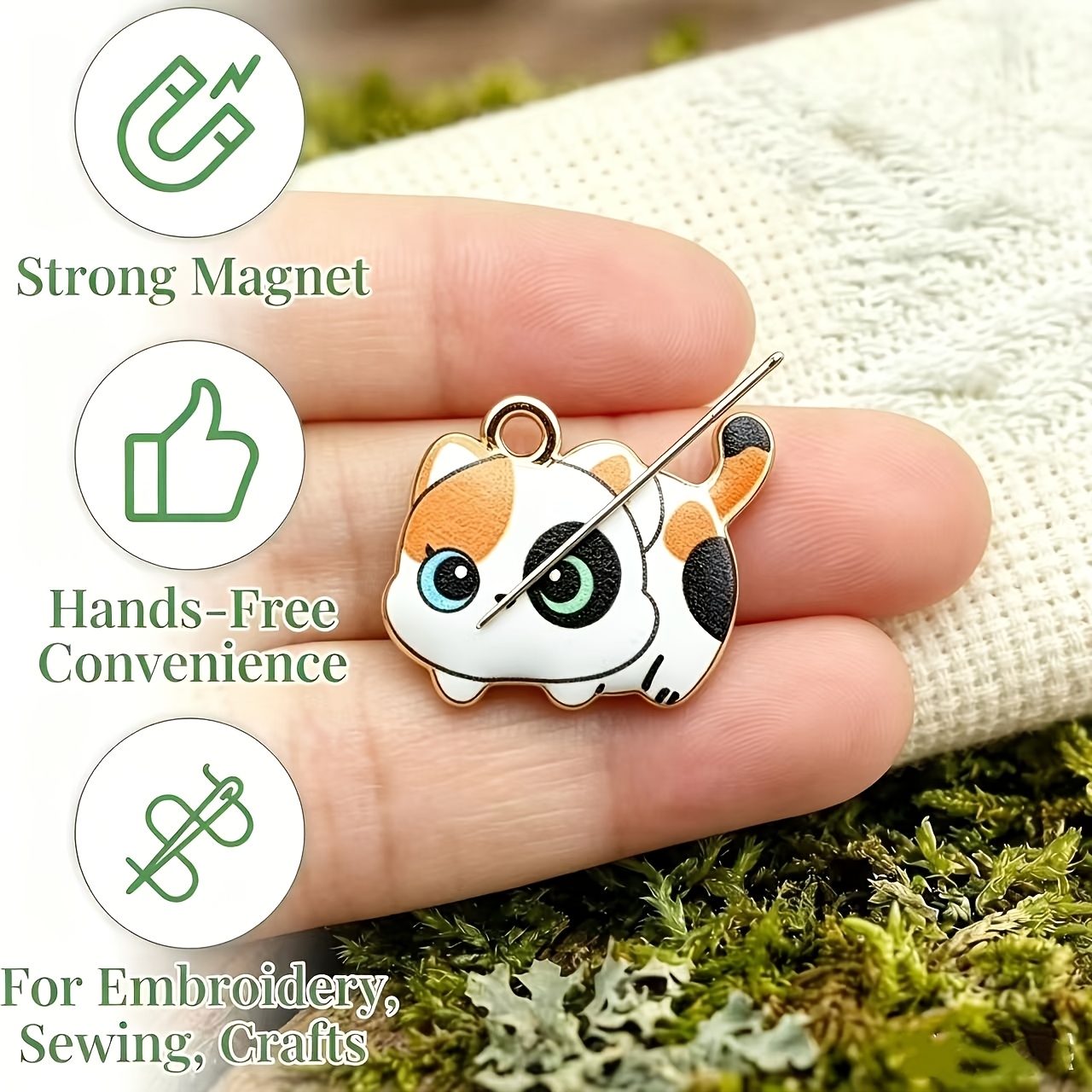 1개 고양이 모양 자석 바늘꽂이, 바늘과 실 겸용, 귀 - Needle Minder Magnet 리뷰 및 가격