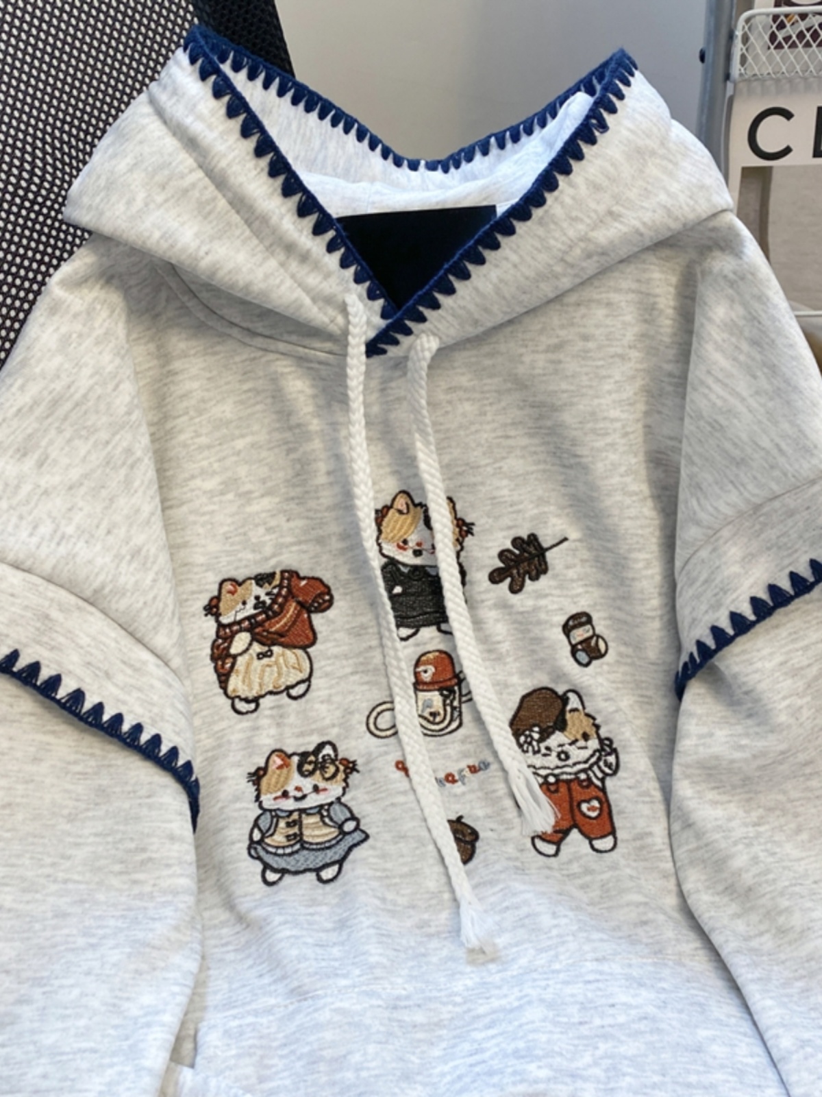 카와이 고양이 자수 양털 후드티 여성용 스몰 사이즈 재 - Embroidery Jacket 리뷰 및 가격