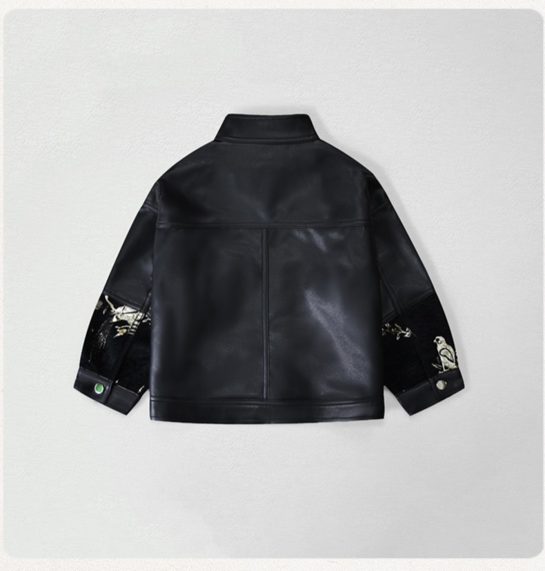 신사풍 아동 자수 모터사이클 PU 가죽 재킷 소년 방수 - Embroidery Jacket 리뷰 및 가격