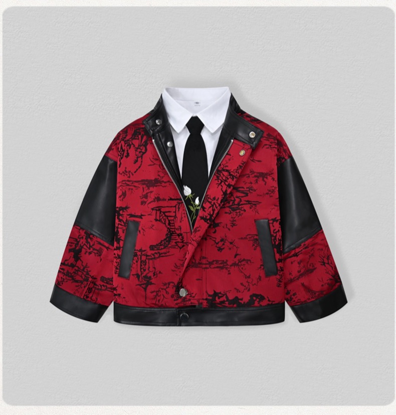 신사풍 아동 자수 모터사이클 PU 가죽 재킷 소년 방수 - Embroidery Jacket 리뷰 및 가격