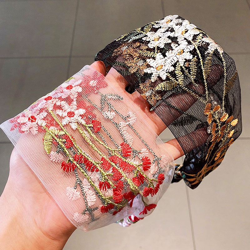 여성용 에스닉 머리띠, 탄성 자수 레이스 플라워 머리띠 - Embroidery Knot 리뷰 및 가격