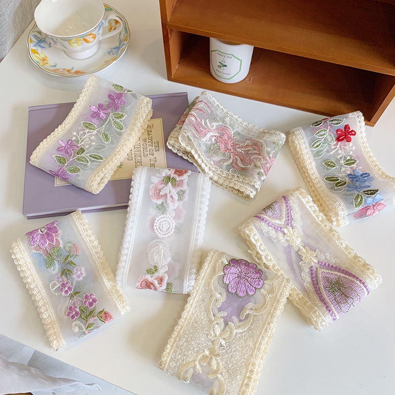 1 야드 레이스 자수 꽃 리본 DIY 9cm 활 머리띠 - Embroidery Ribbon 리뷰 및 가격