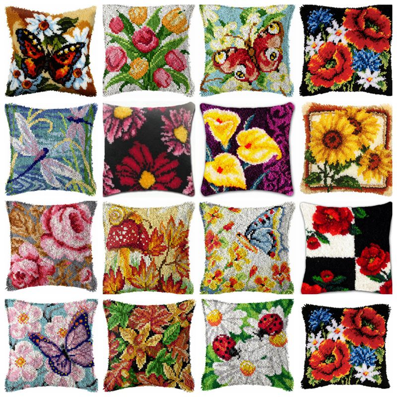 꽃 식물 래치 후크 키트, 매듭 베개 패키지, 만화 자 - Embroidery Knot 리뷰 및 가격