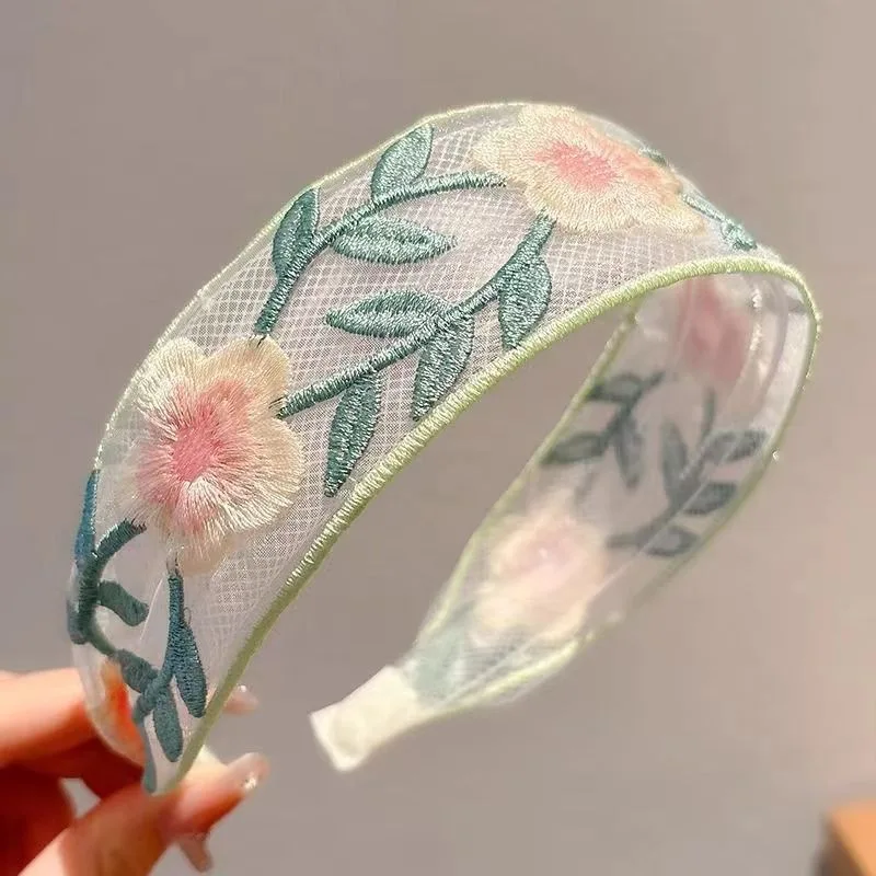 1/3pcs 우아한 쉬폰 자수 꽃 헤어 밴드 – 여성을 - Embroidery Zone 리뷰 및 가격