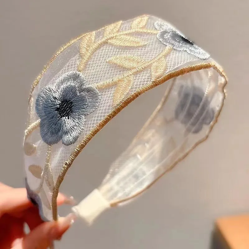1/3pcs 우아한 쉬폰 자수 꽃 헤어 밴드 – 여성을 - Embroidery Zone 리뷰 및 가격