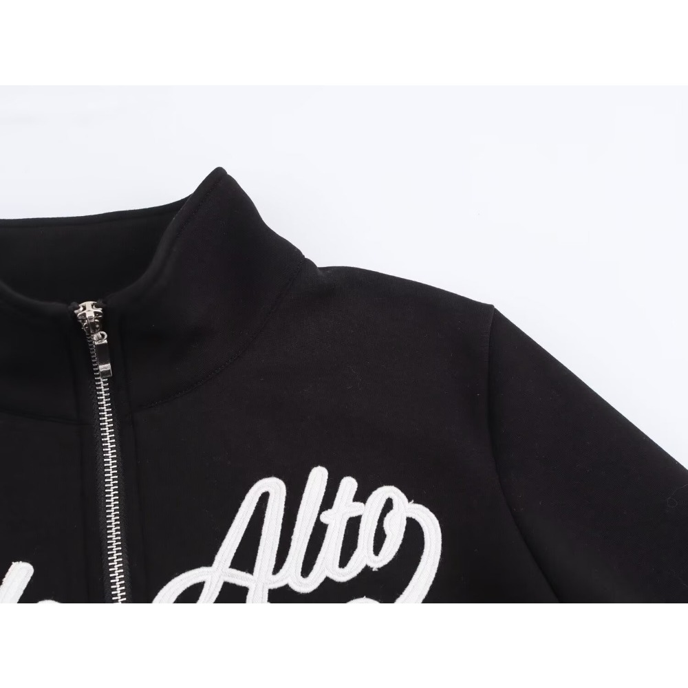 캐주얼 여성용 블랙 대표팀 스포츠 세트 하이 넥 자수  - Embroidery Jacket 리뷰 및 가격