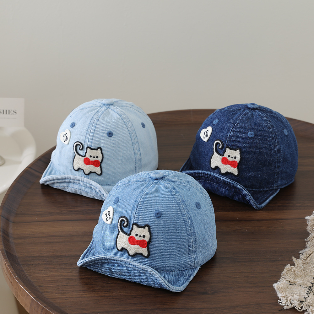 어린이용 세탁 가능한 데님 소프트 챙 야구 모자, 고양 - Embroidery Cap 리뷰 및 가격
