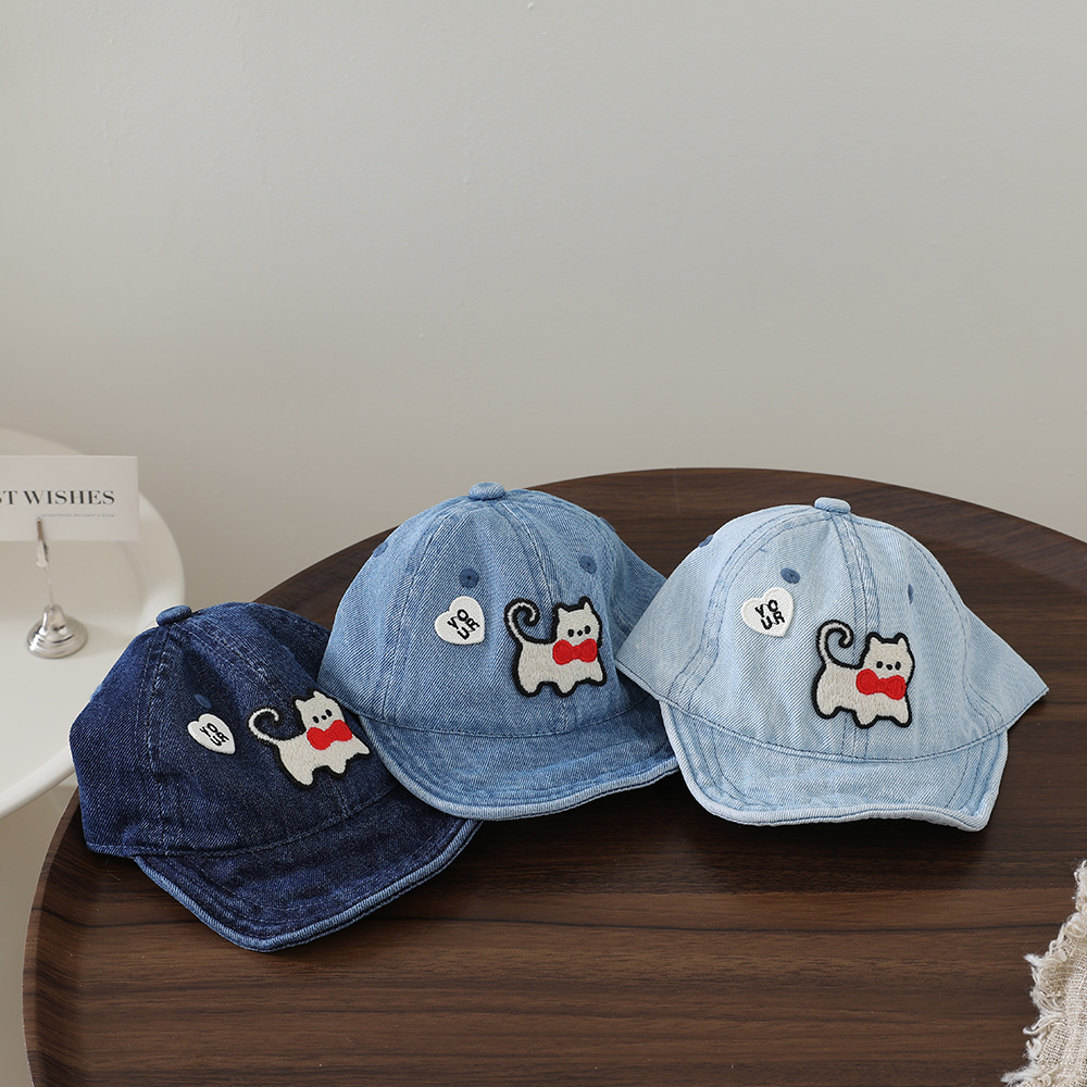 어린이용 세탁 가능한 데님 소프트 챙 야구 모자, 고양 - Embroidery Cap 리뷰 및 가격