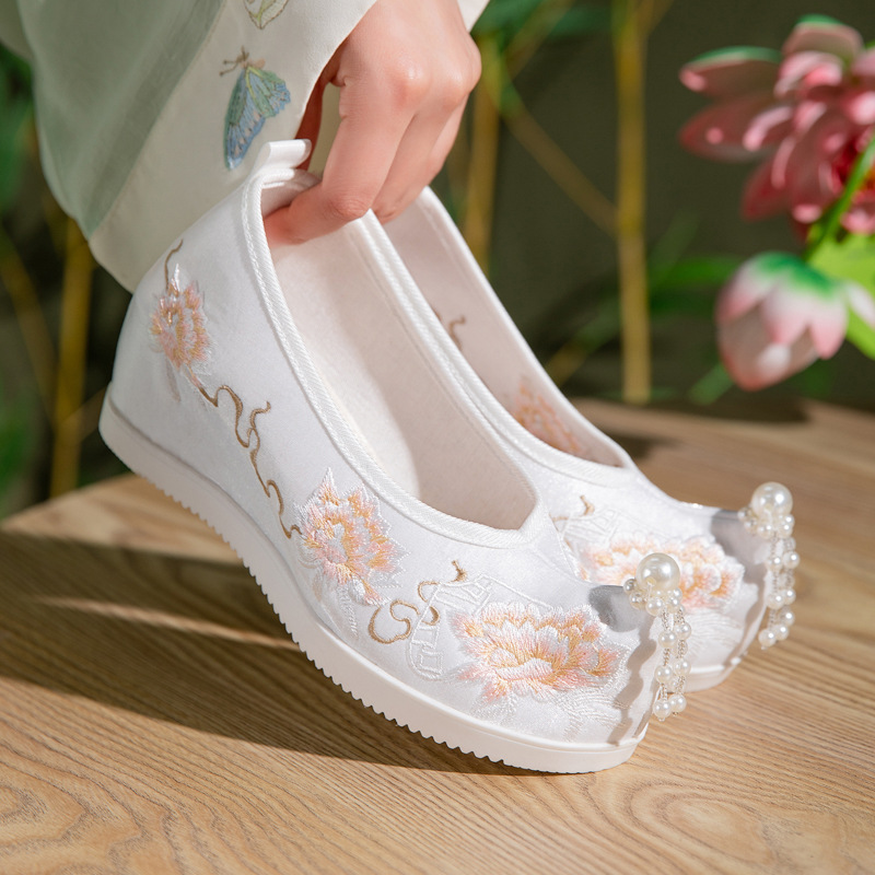 2026 여성용 중국식 모란 자수 한복 신발 웨지 힐  - Embroidery Print 리뷰 및 가격