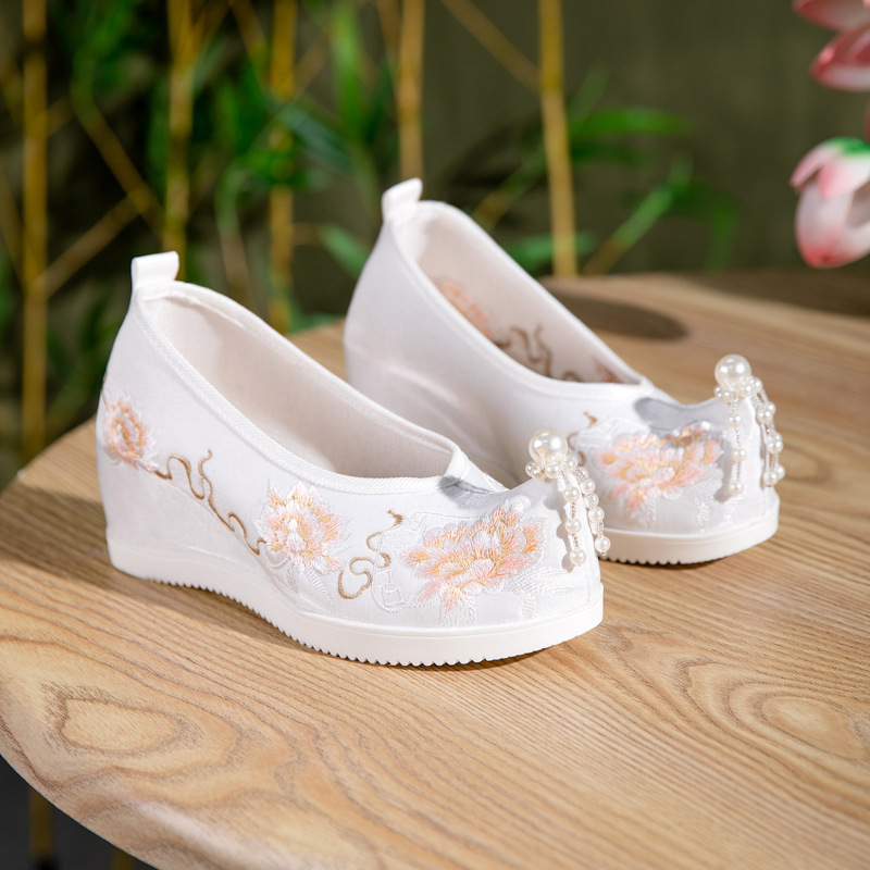 2026 여성용 중국식 모란 자수 한복 신발 웨지 힐  - Embroidery Print 리뷰 및 가격
