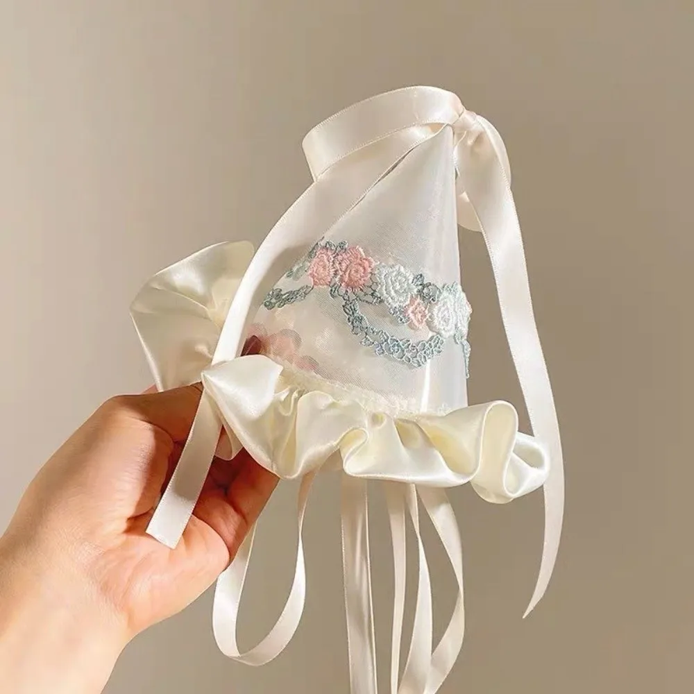 귀여운 스타일 자수 메쉬 생일 모자 헤어 클립 리본 꽃 - Embroidery Ribbon 리뷰 및 가격