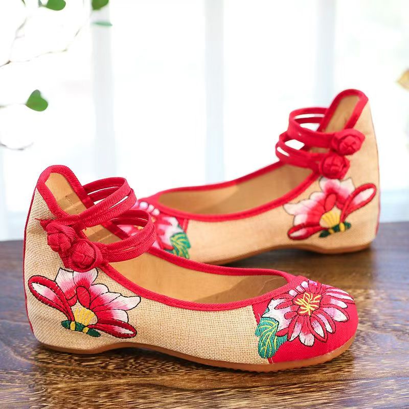 여성 웨지 힐 자수 천 신발 봄 여름 새로운 민족 스타 - Embroidery Fabric 리뷰 및 가격